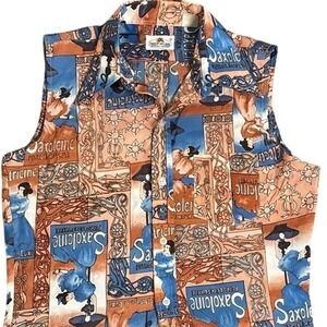 VTG 70s GROOVY FRUIT OF THE LOOM DAGGER COLLAR SOUVENIR PRINT MENS SHIRT MED.